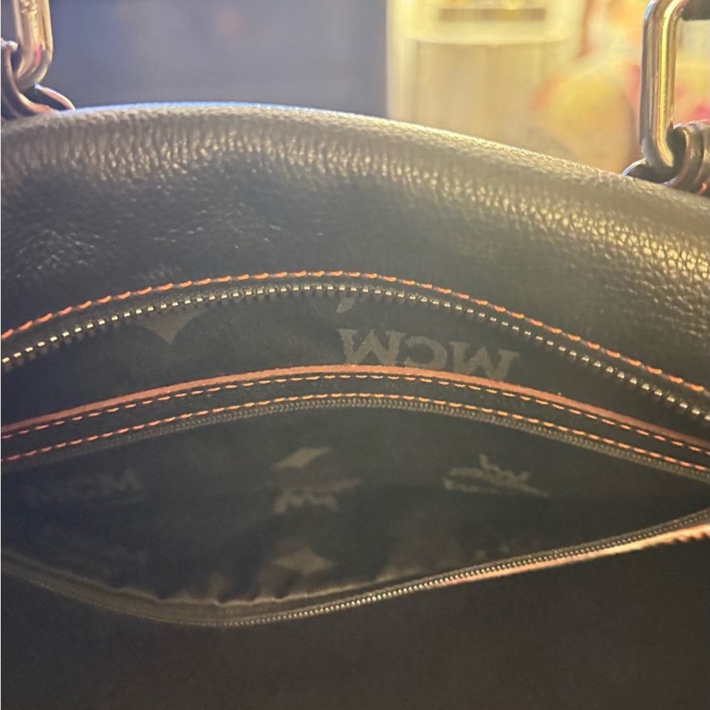 MCM Black Satchel with Red Accents 11x9 - Picture 7 of 14